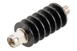 PE7489-10 - 10 dB Fixed Attenuator, SMA Male to SMA Female Black Anodized Aluminum Body Rated to 10 Watts Up to 26.5 GHz