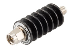 PE7489-20 - 20 dB Fixed Attenuator, SMA Male to SMA Female Black Anodized Aluminum Body Rated to 10 Watts Up to 26.5 GHz