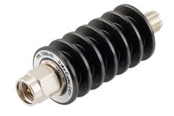 PE7489-40 - 40 dB Fixed Attenuator, SMA Male to SMA Female Black Anodized Aluminum Body Rated to 10 Watts Up to 26.5 GHz