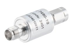 PE7490-10 - 10 dB Fixed Attenuator, NEX10 Male to NEX10 Female Aluminum Body Rated to 5 Watts Up to 6 GHz