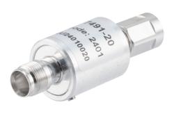 PE7491-20 - 20 dB Fixed Attenuator, NEX10 Male to NEX10 Female Aluminum Body Rated to 10 Watts Up to 6 GHz