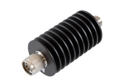PE7580-6 - 6 dB Fixed Attenuator, N Male to N Female Aluminum Black Anodized Body Rated to 50 Watts Up to 10 GHz