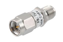 PE7601-12 - 12dB RF fixed attenuator 2W, DC to 3GHz, SMA male to female, Stainless Steel