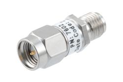 PE7602-1 - 1dB RF fixed attenuator 2W, DC to 6GHz, SMA male to female, Stainless Steel