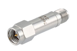 PE7608-12 - 12 dB RF fixed attenuator 2W, DC to 6GHz, SMA Male to SMA Female, Stainless Steel