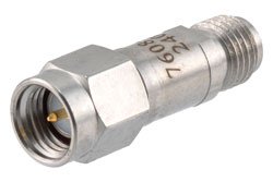 PE7608-20 - 20 dB RF fixed attenuator 2W, DC to 6GHz, SMA Male to SMA Female, Stainless Steel