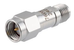 PE7608-9 - 9 dB RF fixed attenuator 2W, DC to 6GHz, SMA Male to SMA Female, Stainless Steel