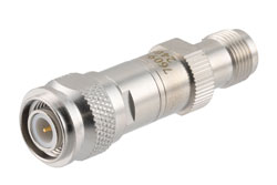 PE7609-10 - 10 dB RF fixed attenuator 2W, DC to 3GHz, TNC Male to TNC Female, Brass