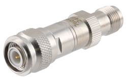 PE7609-2 - 2 dB RF fixed attenuator 2W, DC to 3GHz, TNC Male to TNC Female, Brass
