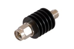 PE7623-10 - 10 dB Fixed Attenuator SMA Male to SMA Female Black Anodized Aluminum Heatsink Body Rated 5 Watt DC to 18 GHz
