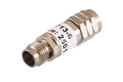 PE7713-6 - 6 dB Fixed Attenuator, 1.85mm Male to 1.85mm Female Passivated Stainless Steel Body Rated to 2 Watt DC to 67 GHz