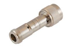 PE7750-1 - 1 dB Fixed Attenuator 75 Ohm N-Type Male to 75 Ohm N-Type Female Brass Tri-Metal body rated 2 Watt DC to 4 GHz