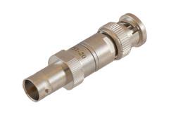 PE7751-20 - 20 dB Fixed Attenuator 75 Ohm BNC Male to 75 Ohm BNC Female Brass Tri-Metal body rated 1 Watt DC to 1 GHz