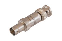 PE7751-30 - 30 dB Fixed Attenuator 75 Ohm BNC Male to 75 Ohm BNC Female Brass Tri-Metal body rated 1 Watt DC to 1 GHz