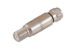 PE7752-20 - 20 dB Fixed Attenuator 75 Ohm F-Type Male to 75 Ohm F-Type Female Brass Tri-Metal body rated 1 Watt DC to 1 GHz