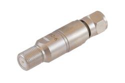 PE7752-6 - 6 dB Fixed Attenuator 75 Ohm F-Type Male to 75 Ohm F-Type Female Brass Tri-Metal body rated 1 Watt DC to 1 GHz