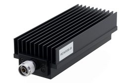 PE7AP250-30 - 30 dB Fixed Attenuator, N Male to N Female Directional Black Anodized Aluminum Heatsink Body Rated to 250 Watts Up to 8.5 GHz