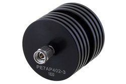 PE7AP402-3 - 3 dB Fixed Attenuator, 2.92mm Male to 2.92mm Female Black Anodized Aluminum Heatsink Body Rated to 10 Watts Up to 40 GHz
