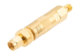 PE8205 - Adjustable Phase Trimmer, DC to 18 GHz, with an Adjustable Phase of 15 Deg. Per GHz and SMA Connectors, Brass Body