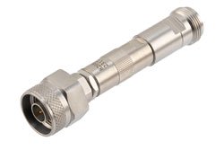 PE8208 - Adjustable Phase Trimmer, DC to 10 GHz, with an Adjustable Phase of 15 Deg. Per GHz and N Connectors, Stainless Steel Body