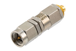 PE8209 - Adjustable Phase Trimmer, DC to 12 GHz, with an Adjustable Phase of 4 Deg. Per GHz and SMA male Connector for RG405, Brass Body