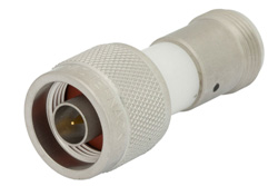 PE8214 - DC Block on Outer Conductor N Male to N Female Operating from 10 MHz to 18 GHz