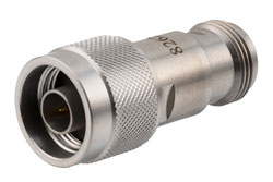 PE8262 - 75 ohm N plug to N jack DC Block inner from 10MHz to 3GHz rated 200 Volt in Stainless Steel