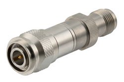 PE8264 - 50 ohm TNC plug to TNC jack DC Block inner from 50MHz to 18GHz rated 200 Volt in Stainless Steel