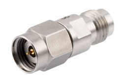 PE8268 - 50 ohm 2.4mm plug to 2.4mm jack DC Block inner, 10MHz to 50GHz VSWR1.3, rated 50 Volt in Stainless Steel