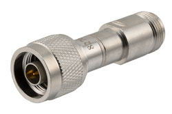 PE8276 - 50ohm N plug to N jack DC Block inner from 30 MHz to 1000 MHz rated 1000 Volt in Brass