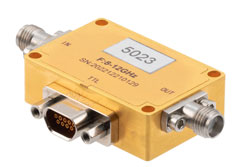 PE82P5023 - 6 Bit TTL Programmable Phase Shifter, 8 GHz to 12 GHz, 360 degree Phase Range, 5.625 degree Control Step Size, +30 dBm Max Pin, SMA