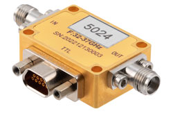 PE82P5024 - 5 Bit TTL Programmble Phase Shifter, 32 GHz to 37 GHz, 360 degree Phase Range, 5.625 degree Control Step Size, +30 dBm Max Pin, 2.92mm