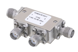 PE83CR1021 - Dual Junction Circulator With 40 dB Isolation From 7 GHz to 12.4 GHz, 5 Watts And SMA Female