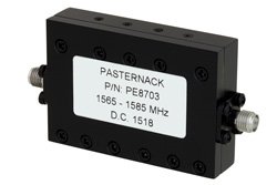 PE8703 - 4 Section Bandpass Filter With SMA Female Connectors Operating From 1.565 GHz to 1.585 GHz With a 20 MHz Passband