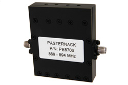 PE8706 - 4 Section Bandpass Filter With SMA Female Connectors Operating From 869 MHz to 894 MHz With a 25 MHz Passband