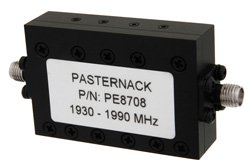 PE8708 - 4 Section Bandpass Filter With SMA Female Connectors Operating From 1.93 GHz to 1.99 GHz With a 60 MHz Passband