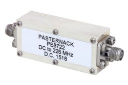 PE8722 - 5 Section Lowpass Filter With SMA Female Connectors Operating From DC to 225 MHz