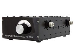 PE8731 - 5 Section Tunable Band Pass Filter With N Female Connectors Operating From 750 MHz to 1.5 GHz With a 5% Bandwidth