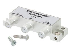 PE8DP1001 - Diplexer 75 Ohm Type F Female, 5 to 390 MHz Low Pass, 650 to 1,000 MHz High Pass