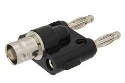 PE9008 - Double Banana Plug to 50 Ohm BNC Female Adapter