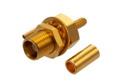PE910033 - MCX Jack Bulkhead Mount Connector Crimp/Solder Attachment for RG178, RG196, .177 inch D Hole