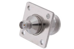 PE9104 - SMA Female to N Female 4 Hole Flange Mount Adapter