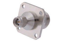 PE9105 - SMA Male to N Female 4 Hole Flange Mount Adapter