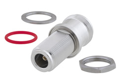PE91257 - Bulkhead Mount 4.1/9.5 Mini DIN Female to N Female Adapter, IP67 UnMated