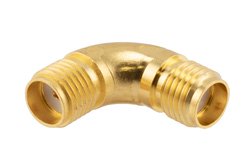 PE91495 - SMA Female to SMA Female Radius Right Angle Gold Plated Stainless Steel Adapter