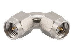 PE91496 - SMA Male to SMA Male Radius Right Angle Passivated Stainless Steel Adapter