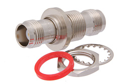 PE9154 - Hermetically Sealed TNC Female to TNC Female Bulkhead Mount Adapter