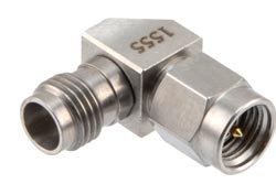 PE91555 - 3.5mm Male to 2.4mm Female Miter Right Angle Adapter, DC to 34.5 GHz