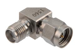 PE91560 - 2.4mm Male to 2.4mm Female Miter Right Angle Adapter, DC to 27 GHz