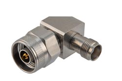 PE91578 - N Male to TNC Female Miter Right Angle Adapter, DC to 18 GHz